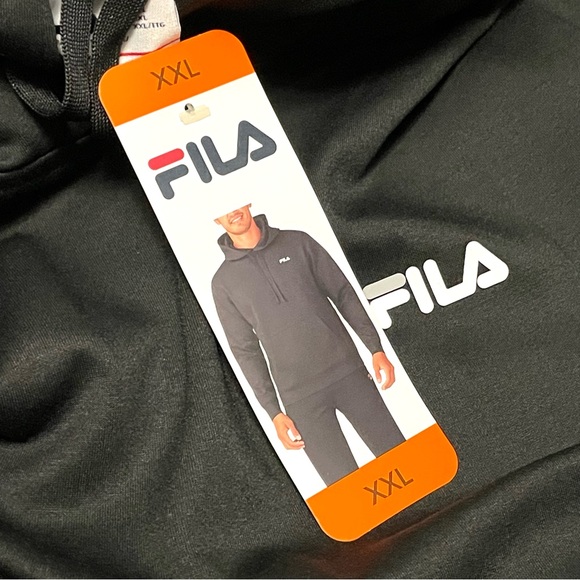 Fila Men’s Performance Pullover Sweatshirt Activewear Hoodie Size XXL Black NWT - Picture 8 of 15